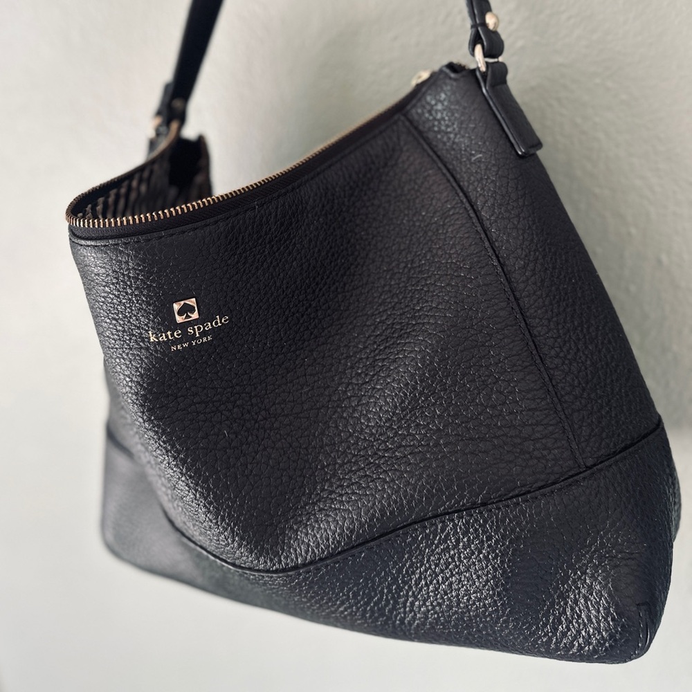 KATE SPADE NY Southport Avenue Cathy Black Pebbled Leather Hobo Shoulder Bag